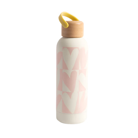 Pink Checkmate Heart Metal Water Bottle
