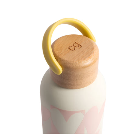 Pink Checkmate Heart Metal Water Bottle