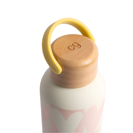 Pink Checkmate Heart Metal Water Bottle