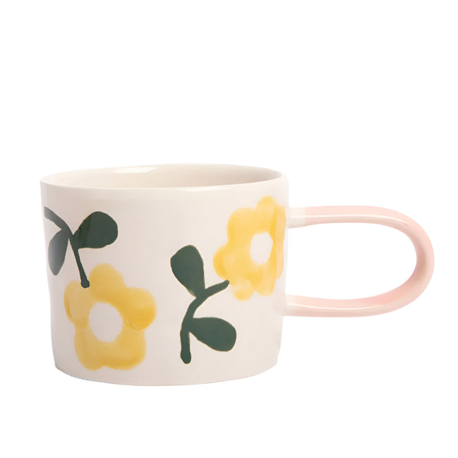 Yellow Flowers Ceramic Stoneware Mug