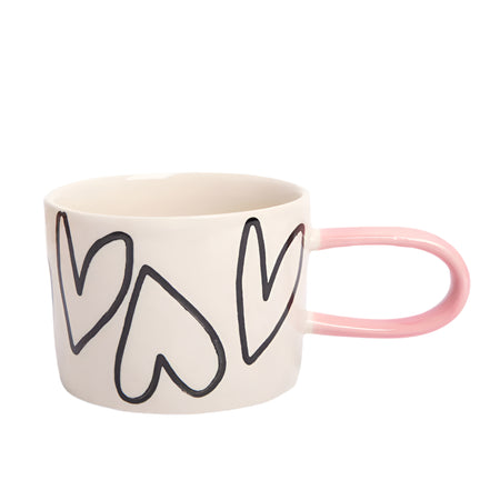 Mono Outline Hearts Ceramic Mug
