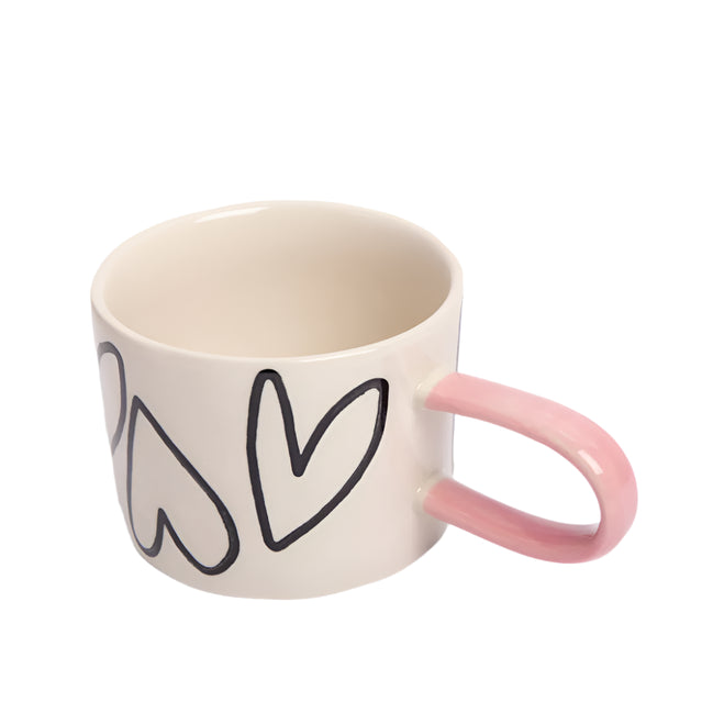 Mono Outline Hearts Ceramic Mug