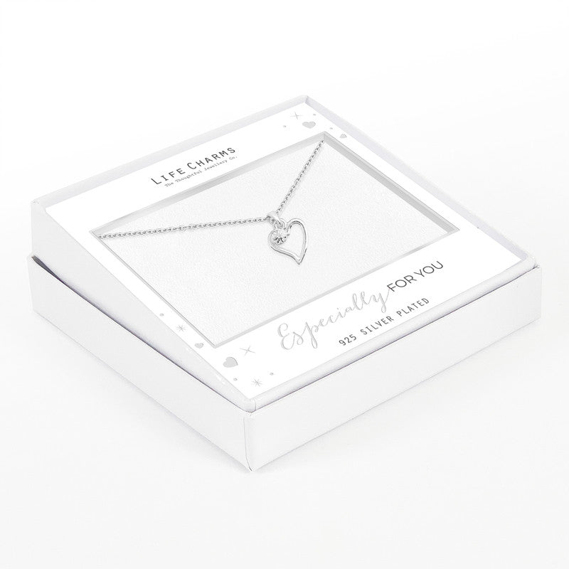 Open Heart with Zirconia Stone Necklace