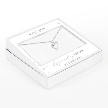 Open Heart with Zirconia Stone Necklace