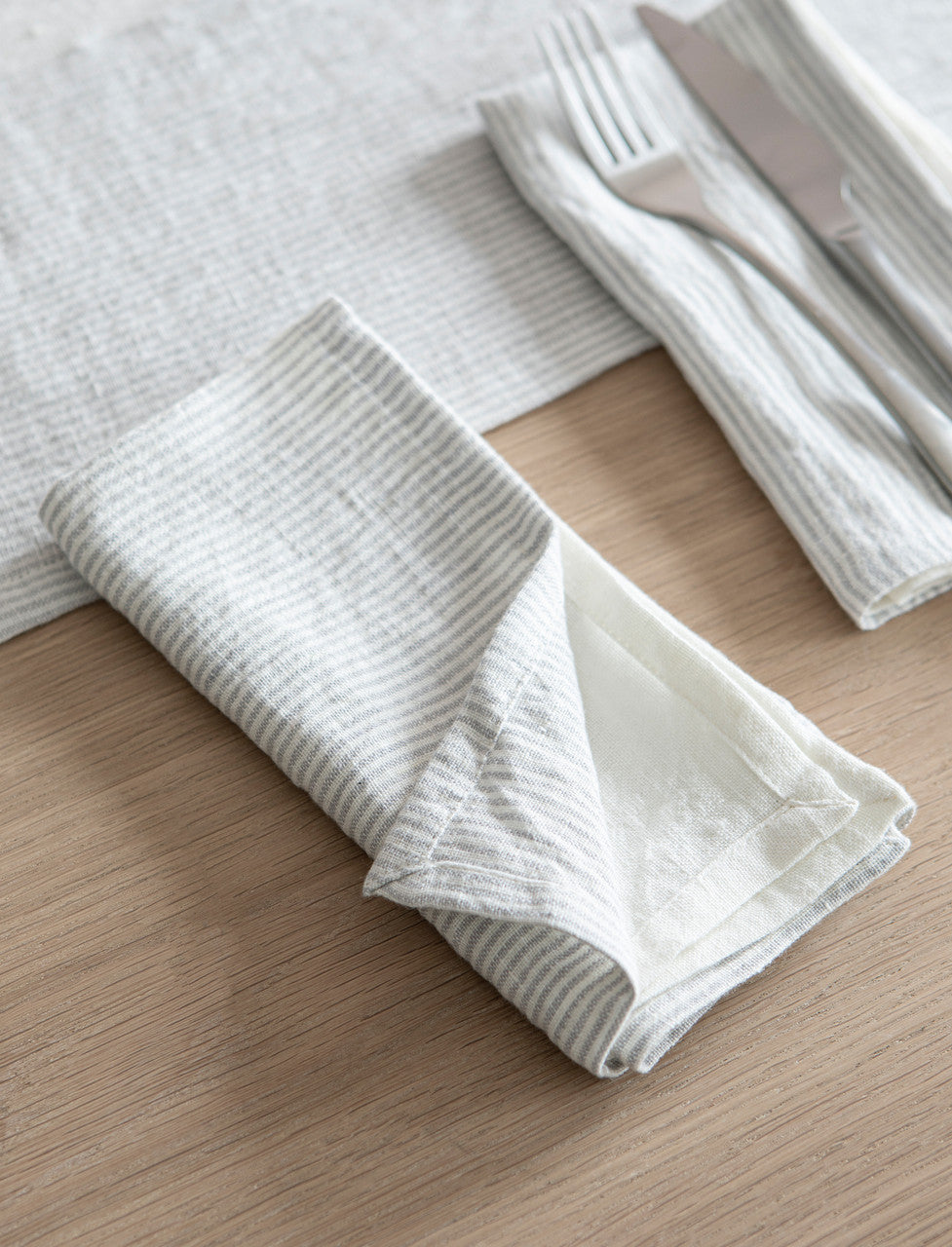 Linen Hazleton Stripe Napkins in Flint - Set of Four