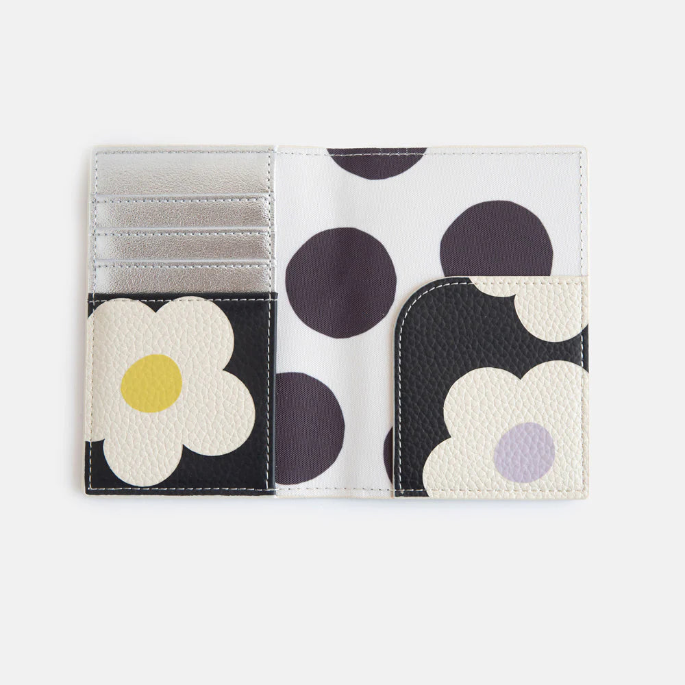 Multi Flower Charcoal Passport Holder
