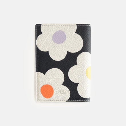Multi Flower Charcoal Passport Holder