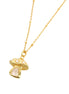 Gold Necklace featuring a Moonstone and Pearl Mushroom Charm