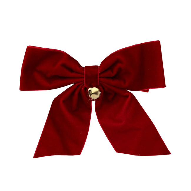 Christmas Velvet Bow Neck Tie - Red