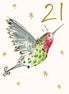 Age 21 Dancing Bird Gold Foil Birthday Card