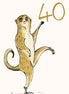 Age 40 Dancing Meerkat Gold Foil Birthday Card