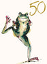 Age 50 Dancing Frog Gold Foil Birthday Card
