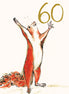 Age 60 Dancing Red Squirrel Gold Foil Birthday Card