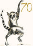 Age 70 Dancing lemur Gold Foil Birthday Card