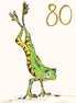 Age 80 Dancing Frog Gold Foil Birthday Card