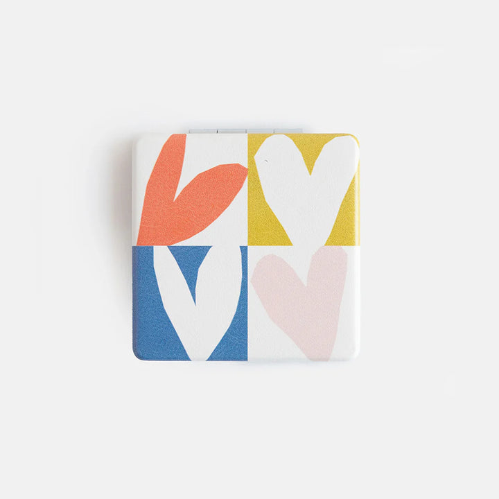 Multi Checkmate Hearts Square Pocket Mirror