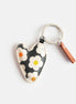 Multi Flower Charcoal Printed Heart Keyring