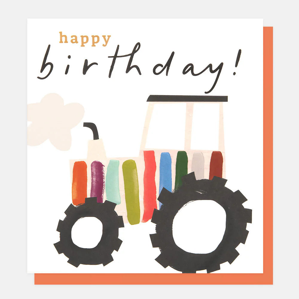 Happy Birthday Tractor Multi Stripe Card