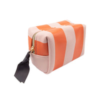 Orange Stripe Mini Cube Cosmetic Bag