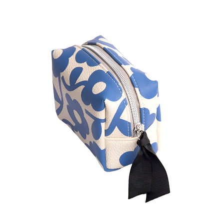 Blue Floral Mini Cube Cosmetic Bag
