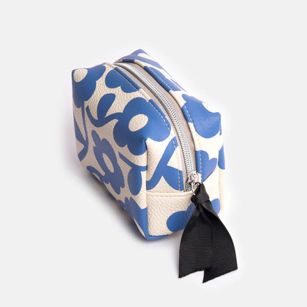 Blue Floral Mini Cube Cosmetic Bag
