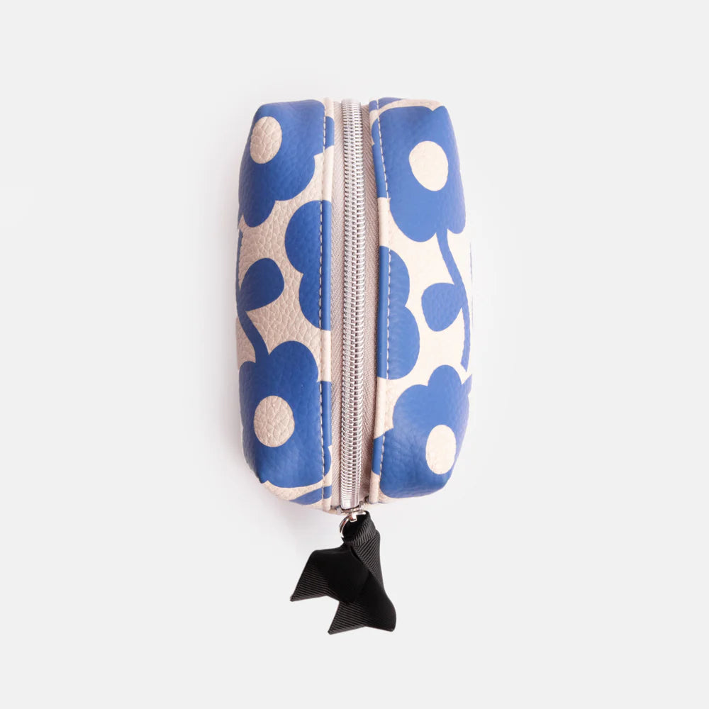 Blue Floral Mini Cube Cosmetic Bag