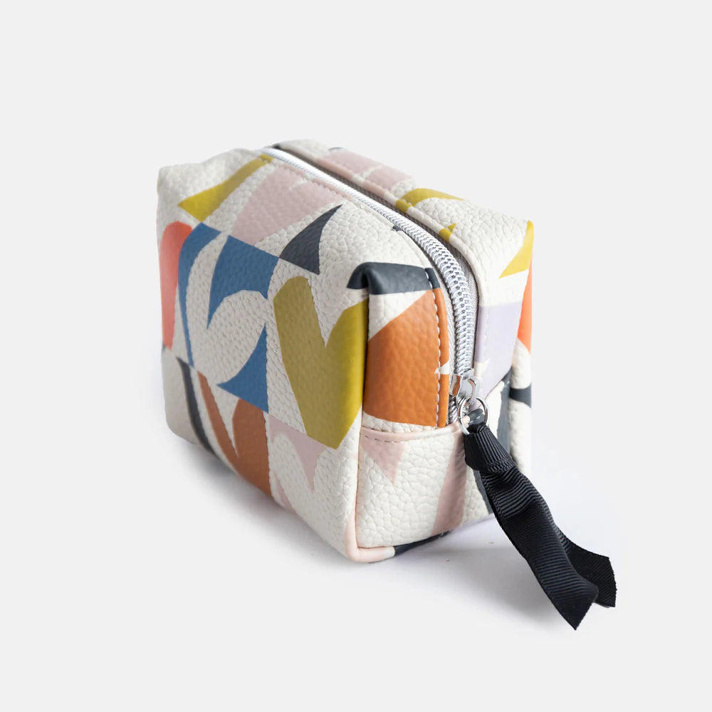 Multi Checkmate Heart Mini Cube Cosmetic Bag