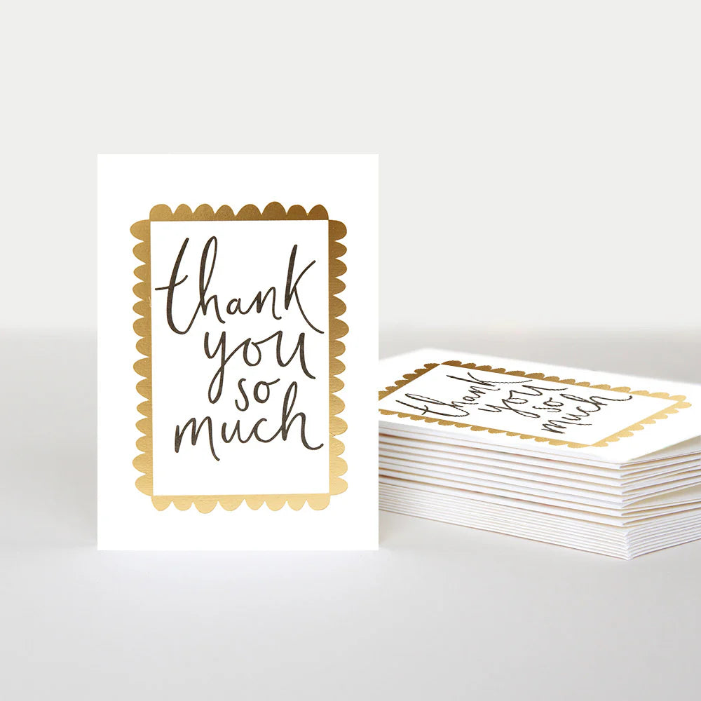 Thank You So Much Text In Gold Border Pack of 10
