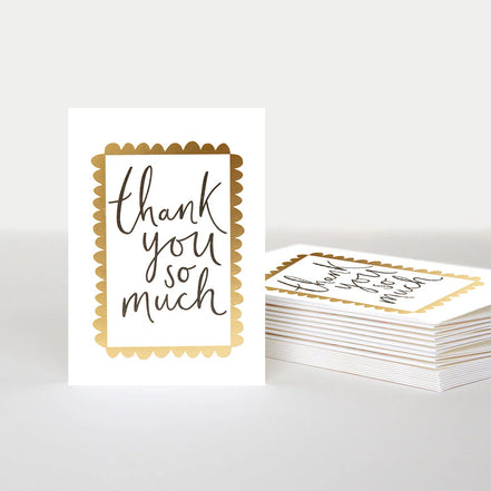 Thank You So Much Text In Gold Border Pack of 10