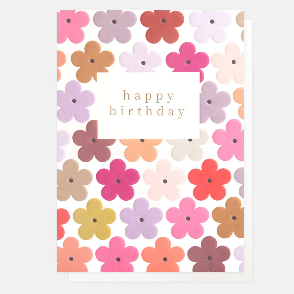 Colourful Flowers Happy Birthday Card