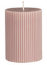 Pillar candle grooved paraffin rosa malva