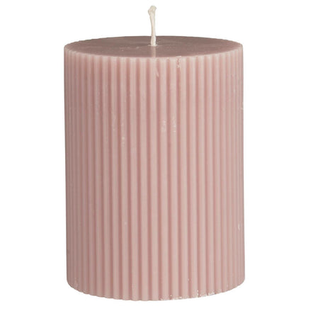 Pillar candle grooved paraffin rosa malva