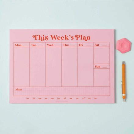 A4 Weekly Planner Pad | Pink & Red
