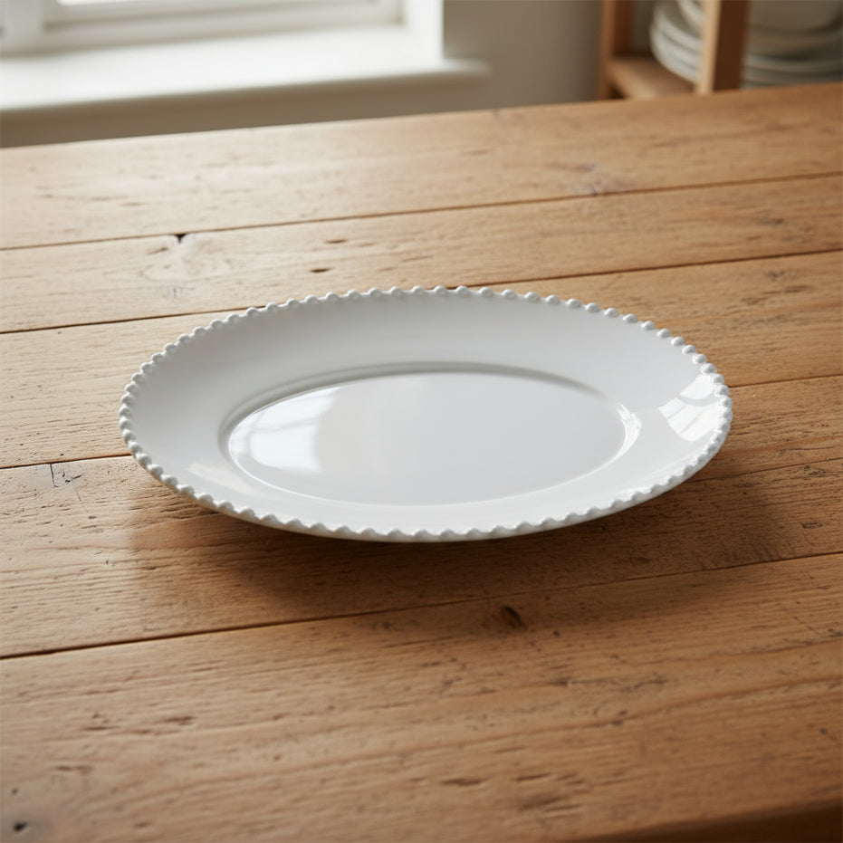 Pearl White Oval Platter 34cm