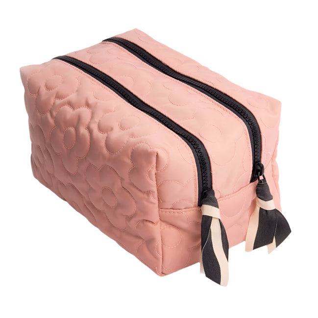Pink Quilted Flower Cube Washbag
