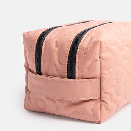 Pink Quilted Flower Cube Washbag