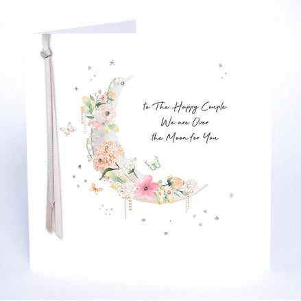 To The Happy Couple We Are Over The Moon For You Wedding Card