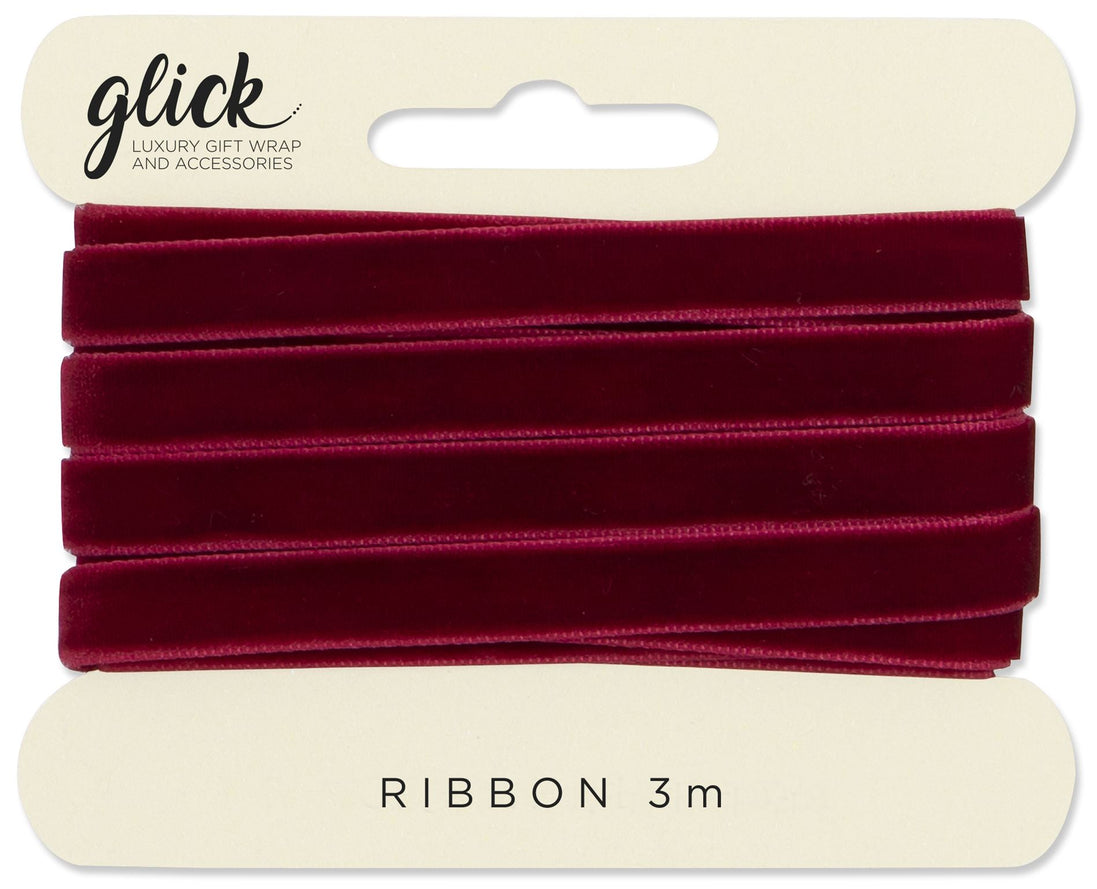 Fabric Ribbon 3m - Velvet Red