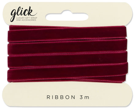 Fabric Ribbon 3m - Velvet Red