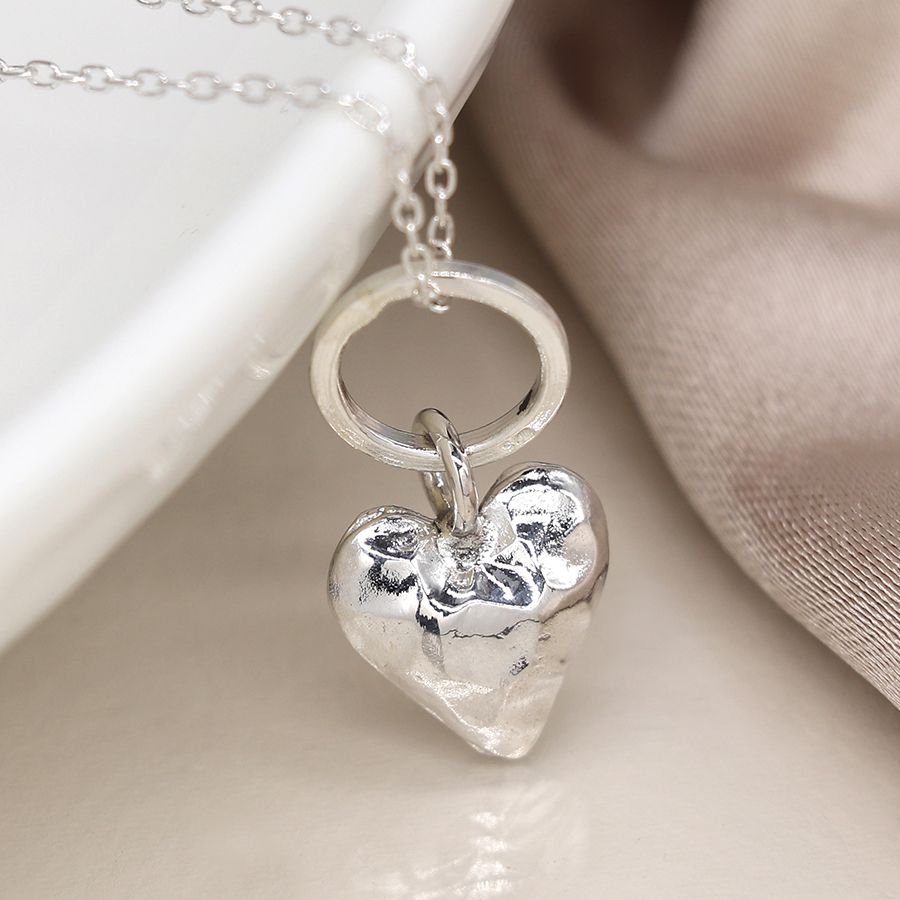 Sterling Silver Heart on Ring Necklace