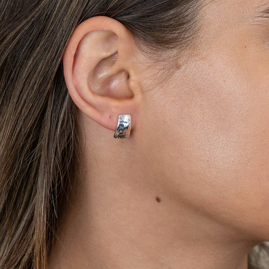 Sterling Silver Hammered Stud Earrings