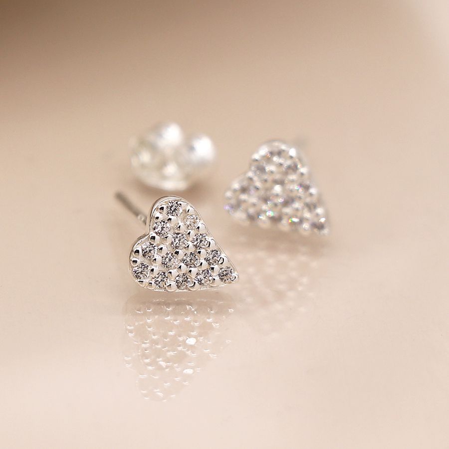 Silver Heart Stud Earrings