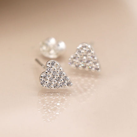 Silver Heart Stud Earrings