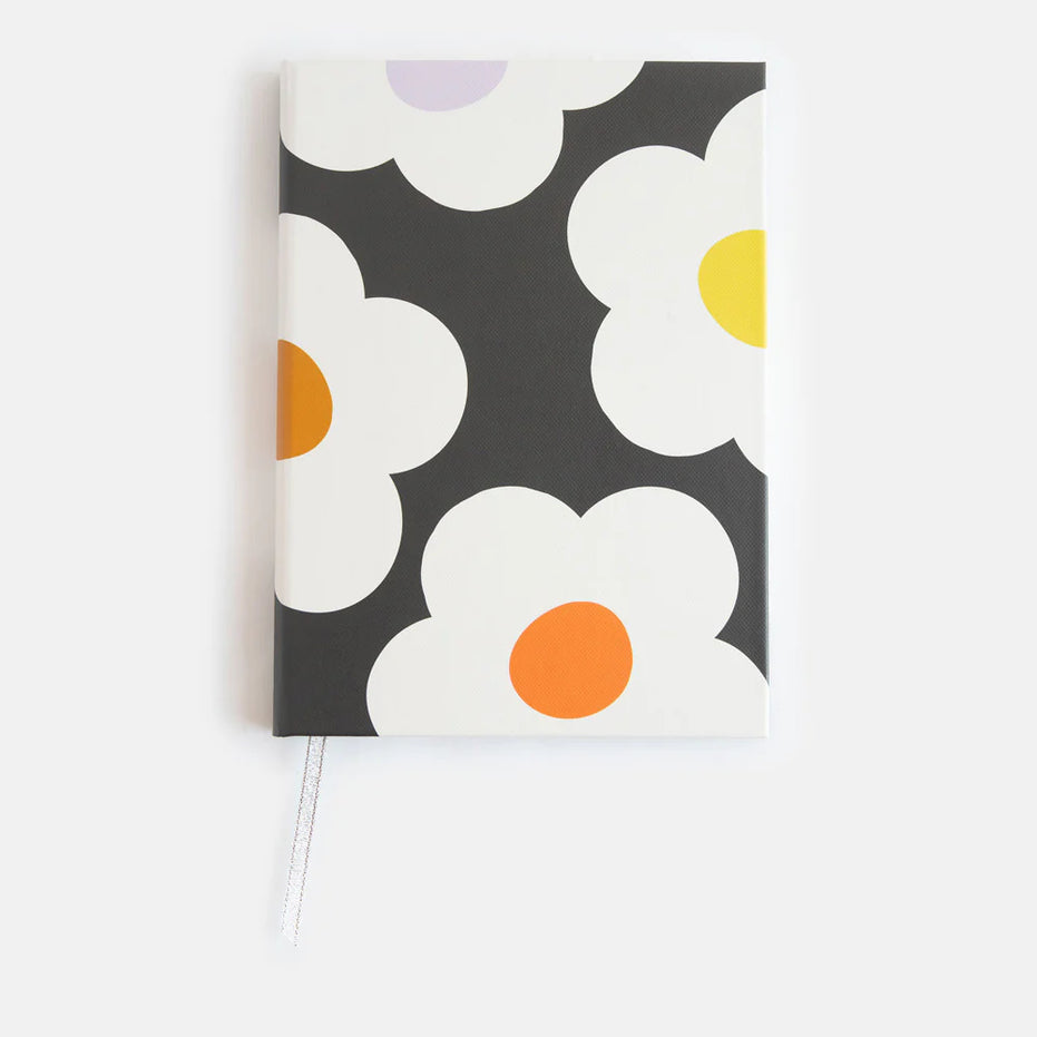 Multi Flower Charcoal Slim Casebound Notebook