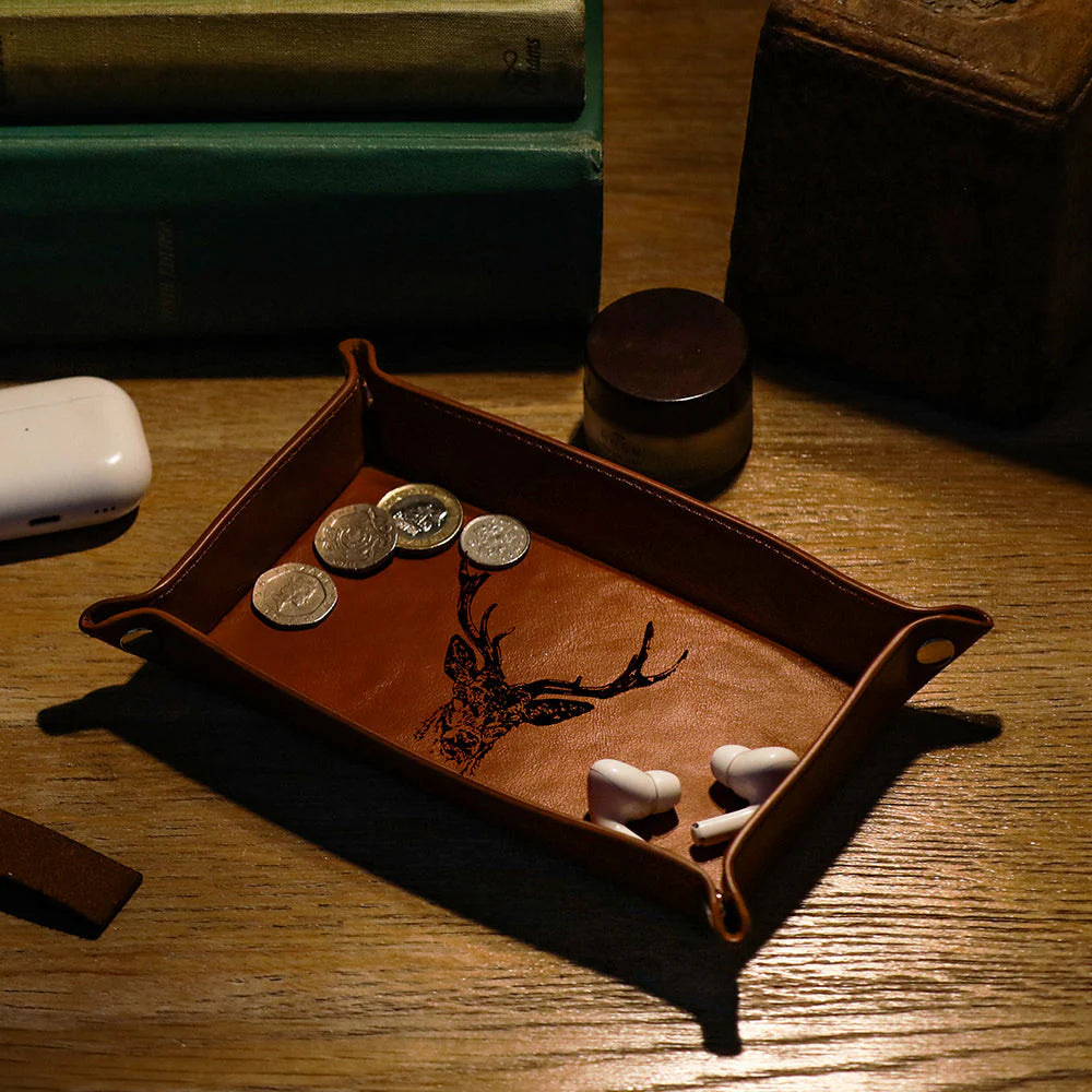 Leather Trinket Tray - Stag Prince