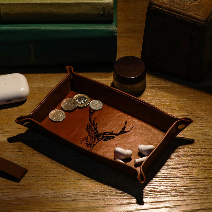 Leather Trinket Tray - Stag Prince