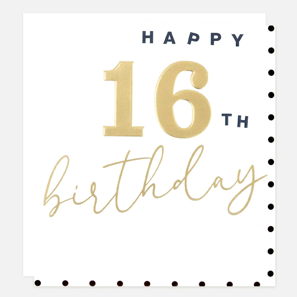 Gold Happy 16th Birthday Card