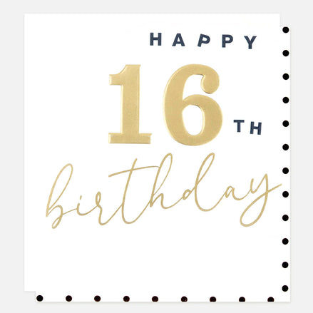 Gold Happy 16th Birthday Card