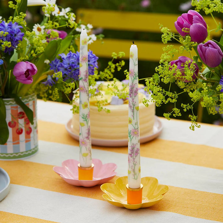 Coloured Enamel Flower Shaped Candle Holders | Homeware