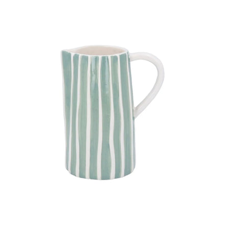 Sage Stripe Stoneware Jug, Medium